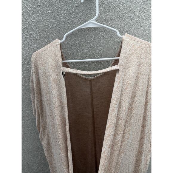 Express One Eleven Womens Shirt Large Brown Heathered Short Sleeve Low Cut Back - Picture 7 of 11